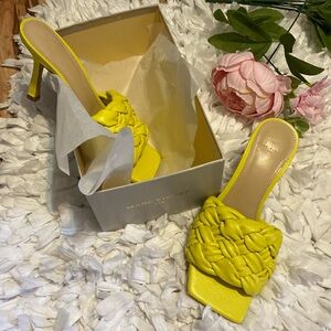 MARC FISHER Draya Braided Square Toe Leather Slide Sandals sz 6M